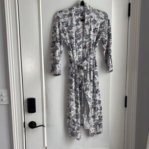 Charter Club Floral Robe - Blue and White